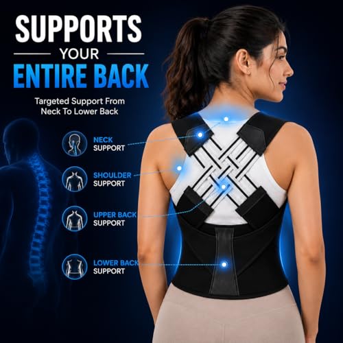 Image of PulGos Universal Size X-Cross Posture Corrector Belt for Men & Women | Adjustable Upper Back Brace for Shoulder & Back Support | Back Straightener for Spine Alignment & Clavicle Support for Unisex