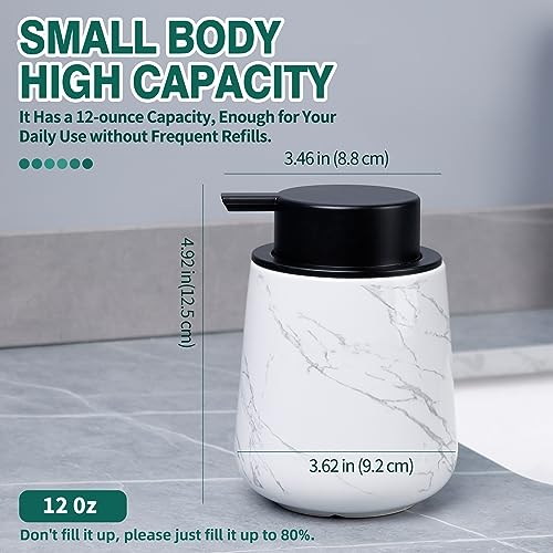 Image of Bosilunlife Hand Soap Dispenser - Marble Lotion Dispenser 12Oz Ceramic Soap Dispenser Bathroom Refillable Liquid Pump Dispenser for Bathroom Kitchen Dispenser for Dish Soap with Easy-to-Press Pump