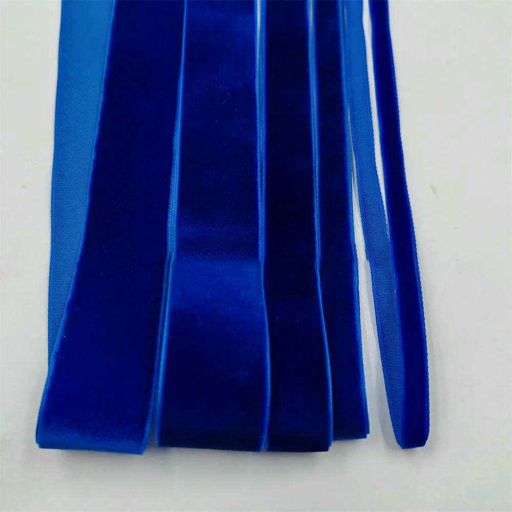 Nastro di velluto blu a faccia singola, 6-25 mm, 5-300 iarde, decorazione per feste, fatto a mano, fiocco per capelli, fai da te, Natale, anelastico, 25 mm x 25 iarde, V014, blu real