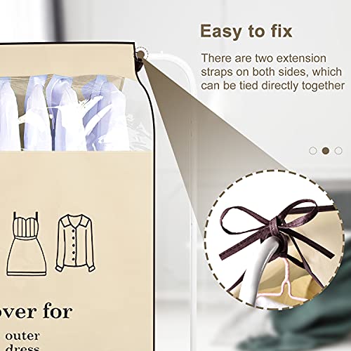 OTraki Abdeckung Kleiderständer 120 × 150 cm Staubschutz kleiderschutzhüllen Atmungsaktiv schutzhülle Staubdicht Feuchtigkeit Lang mit Magic Tape Beige