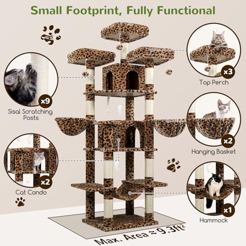 Tall Cat Tree for Large Indoor Cats – Stable Multi-Level Climbing Tower - Image 3