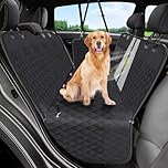Dog Car Seat Cover, 600D Heavy Durable Car Dog Seat Cover, 100% Waterproof Scratch Proof Nonslip Dog Hammock for Back Seat with Side Flap, Dog Back Seat Cover for Cars SUVs & Trucks with Seatbelt