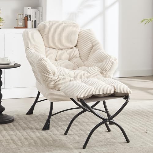 HOMEFUN Lazy Chair with Ottoman Bedroom Chairs for Adults Modern ...