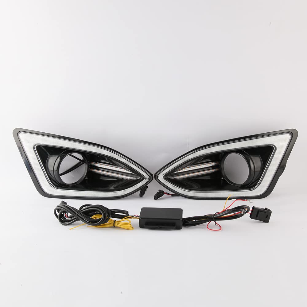 July King LED Daytime Running Light for Ford Edge 2015 2016 2017 2018, 6000K LED Front Bumper DRL + Yellow Turn Signals