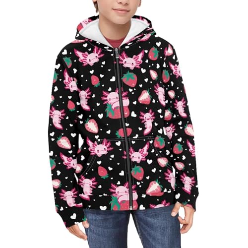 Image of Unisex Zipper Sweatshirt Boys Girls Hooded with 2 Pocket Pullover Hoodies for 6-16Y Kids