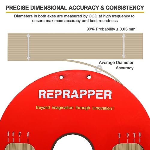 Image of Reprapper Wood PLA, Smell and Look Like Wood1 Filament for 3D Printer, 1kg PLA Filament 1.75mm with Real Wood2 Fiber(± 0.03mm) 2.2lb