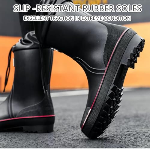 Mens Rain Boots Water boots Waterproof PVC Rubber Boots Outdoor Mud Boots,Comfort Lightweight Mid-Calf Gardening Fishing Shoes for Yard Farm Work3
