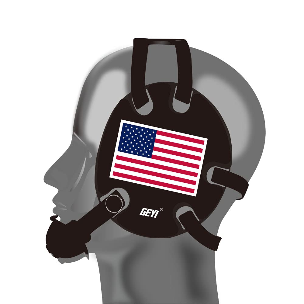Wrestling Headgear with USA and Flag Wraps (Black, Adult)