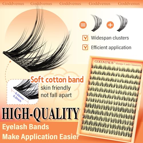 Image of Manga Lash Clusters Wispy Natural Cluster Eyelash Extensions with Widespan Design Anime Eyelash Clusters (11-13mm Mixed)