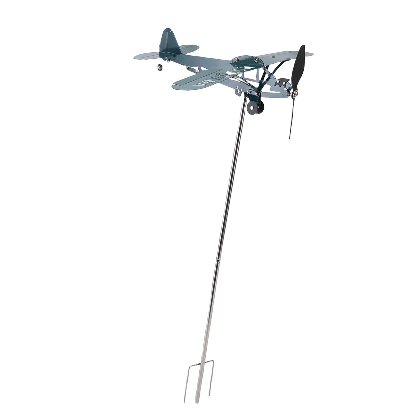 Molino de Viento de Avión, Veleta Meteorológica, Decoración de Metal Resistente para Jardín Al Aire Libre, Valla para el Hogar, Verde Oscuro