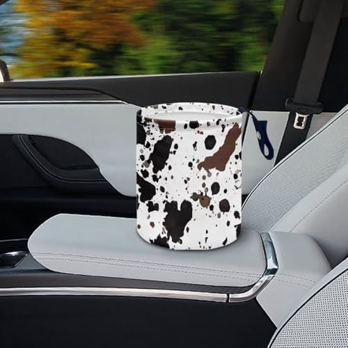 Image of Pensura Cow Zebra Print Car Rubbish Bag Collapsible Hanging Auto Trash Can for Front Seat Back Seat Car Organizer Universal Hanging Car Garbage Bag Compatible with Most Cars