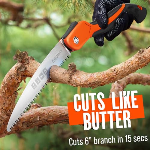 GROWIT Folding Camping saw 11 Inch - Heavy Duty Pruning Saw with Triple-Cut SK5 Blade, 7 TPI Razor Teeth for Tree Trimming, Wood Cutting, Camping, Bushcraft, and Gardening - Image 5