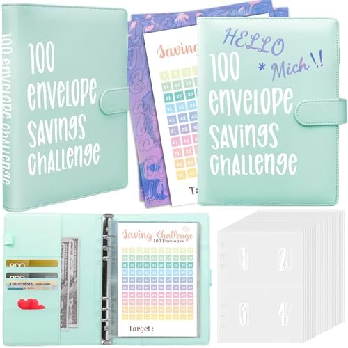 100 Envelopes Challenge Binder, A5 Money Saving Budget Binder wit...