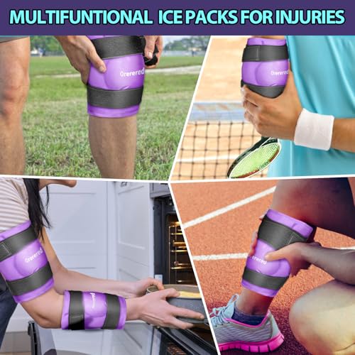Image of Reusable Cold Ice Packs for Injuries, 3-Piece Set Cold Gel Ice Wrap for Injury Recovery, Alleviate Joint and Muscle Pain (Knee Ice Wrap-Purple)