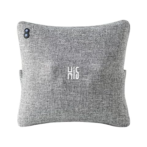 Hi5 Bravo Plus Shiatsu-Massagekissen mit Wärmefunktion Abschaltautomatik Waschbarer Bezug für Schultern Nacken Rücken und Beine-Grau Cover