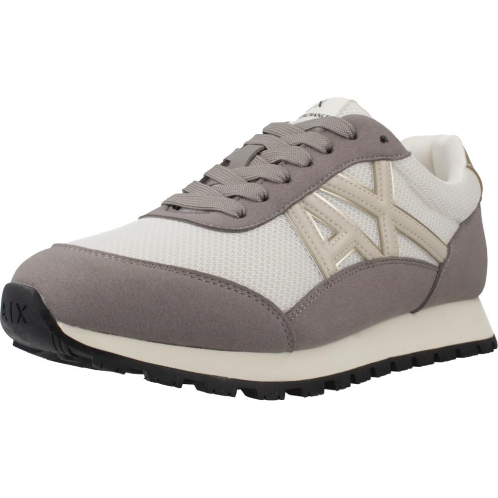 Armani Exchange Women's Essential, Drop, Microsuede Details Sneaker, Brown Bass Off, 4.5 UK