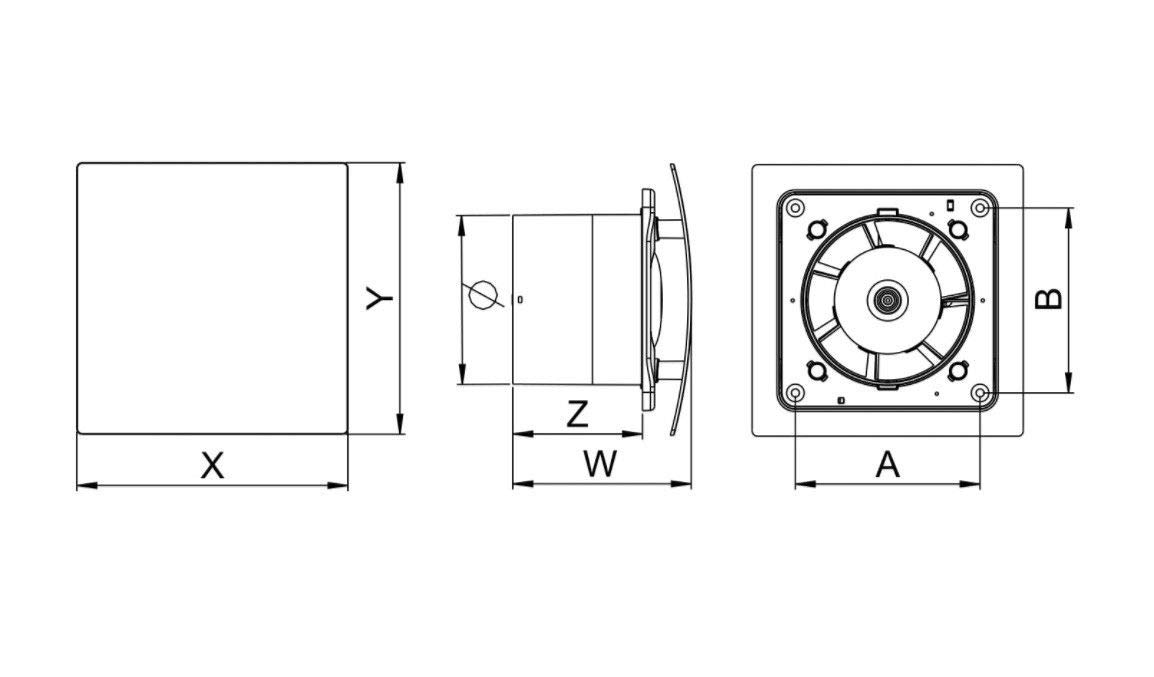 Awenta Küche Bad WC Wand Lüftung Abluftventilator Timer mit 4 "100 mm Silber