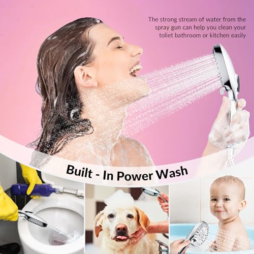 Cabezal de Ducha, Cabezal de Ducha con Filtro y Alta Presión con Mango, Plata | 7 Modos de Agua Suave Lluvia miniatura 4