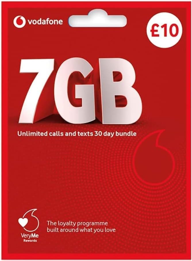 vodafone £10 pay as you go - £10 7 GB plus 14 GB data (vodafone £10)