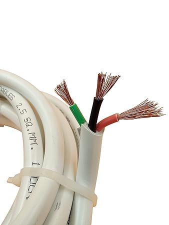 Pmw - 2.5 mm 3 core Copper Cable Wire for A.C. Electrical Uses White/Black PVC (3 METER) - Colours May Vary Depending On the Avalbility