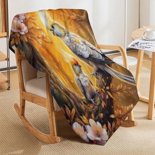 Couverture oiseau mignon anti-froid plaid flannel douce et moelleuse pour sofa - 5