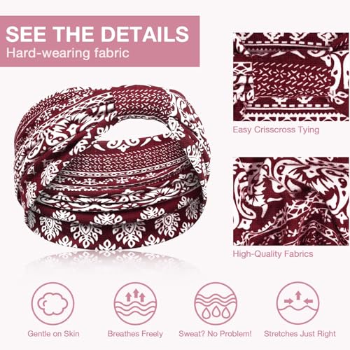 Image of Awumbuk 6 Pack Wide Knotted Headbands for Women Soft Turban Hair Accessories African Boho Solid Color Yoga Workout Headbands