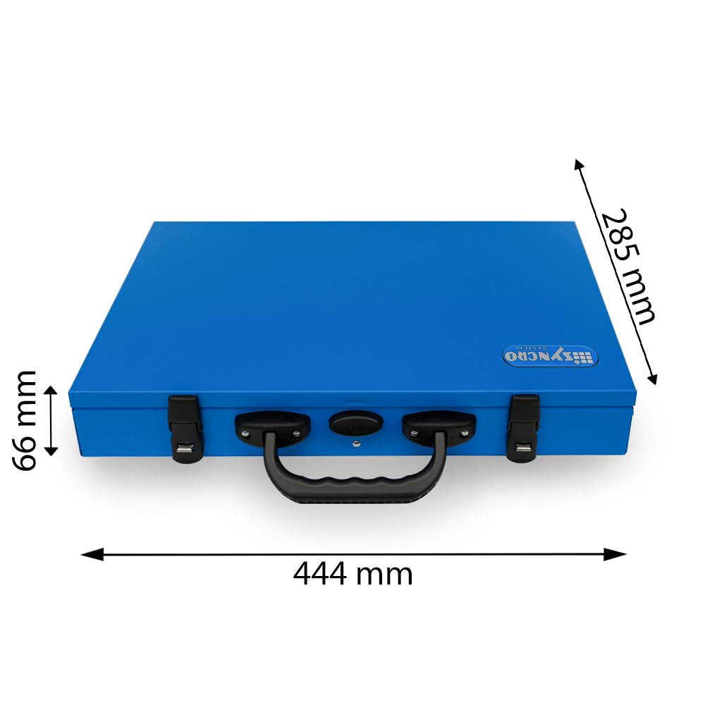 Syncro System Valigetta portaminuterie in metallo furgone officina mobile – 19 vaschette modulari gancio sicurezza 44x29x7 cm