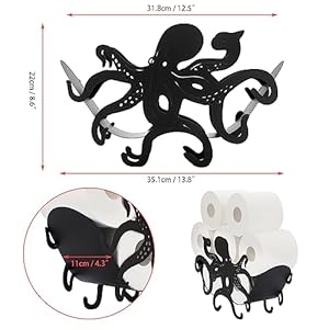 Sumnacon Toilet Paper HolderMetal Toilet Paper StorageFreestanding Toilet Paper Roll Holder Whimsical Toilet Paper Holder Stand Toilet Paper Organizer for Bathroom Shelf Table Counter FloorOctopus