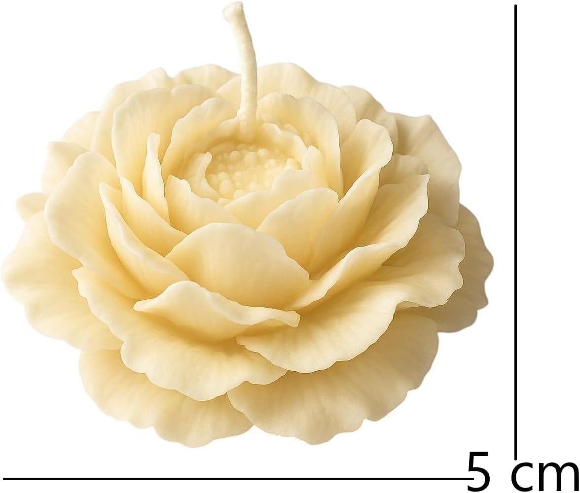 Bougies Petites Fleurs crème en Cire de Colza 20 pièces + Pochettes Organza pour Mariage Baptême Naissance