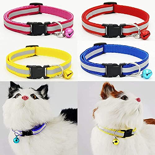 Image of Toms Pet Mall Reflective Safe Pets Collar with Bells Adjustable Length Puppy Collar Reflected Sot Nylon Collar for Puppy and Cat. (10MM, Black)