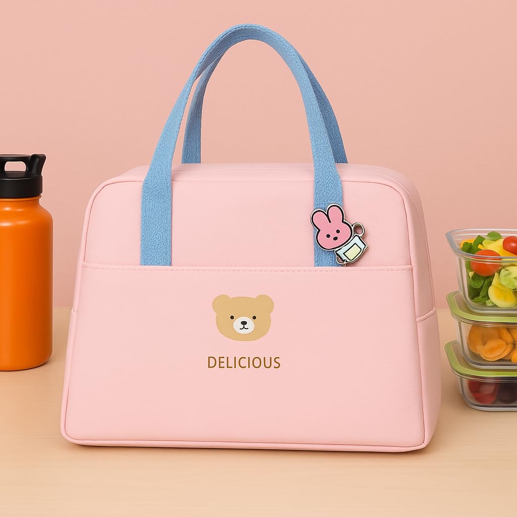 Nibbler® insulated lunch bag for office, school, men, women, tiffin pouch bag, hot and cold lunch box bag for boys and girls (pink) Nibbler® insulated lunch bag for office, school, men, women, tiffin pouch bag, hot and cold lunch box bag for boys and girls (pink)