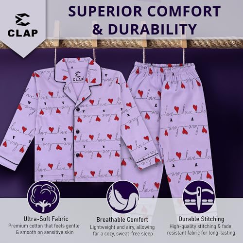 Image of CLAP Kids Cotton Printed Full Sleeves Night Suit