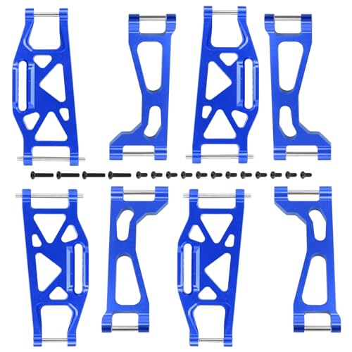 FriHobby Aluminum Suspention A-Arms for Traxxas WideMaxx 8995 8998 8999 Upgrades, Front and Rear, Upper and Lower (Blue)