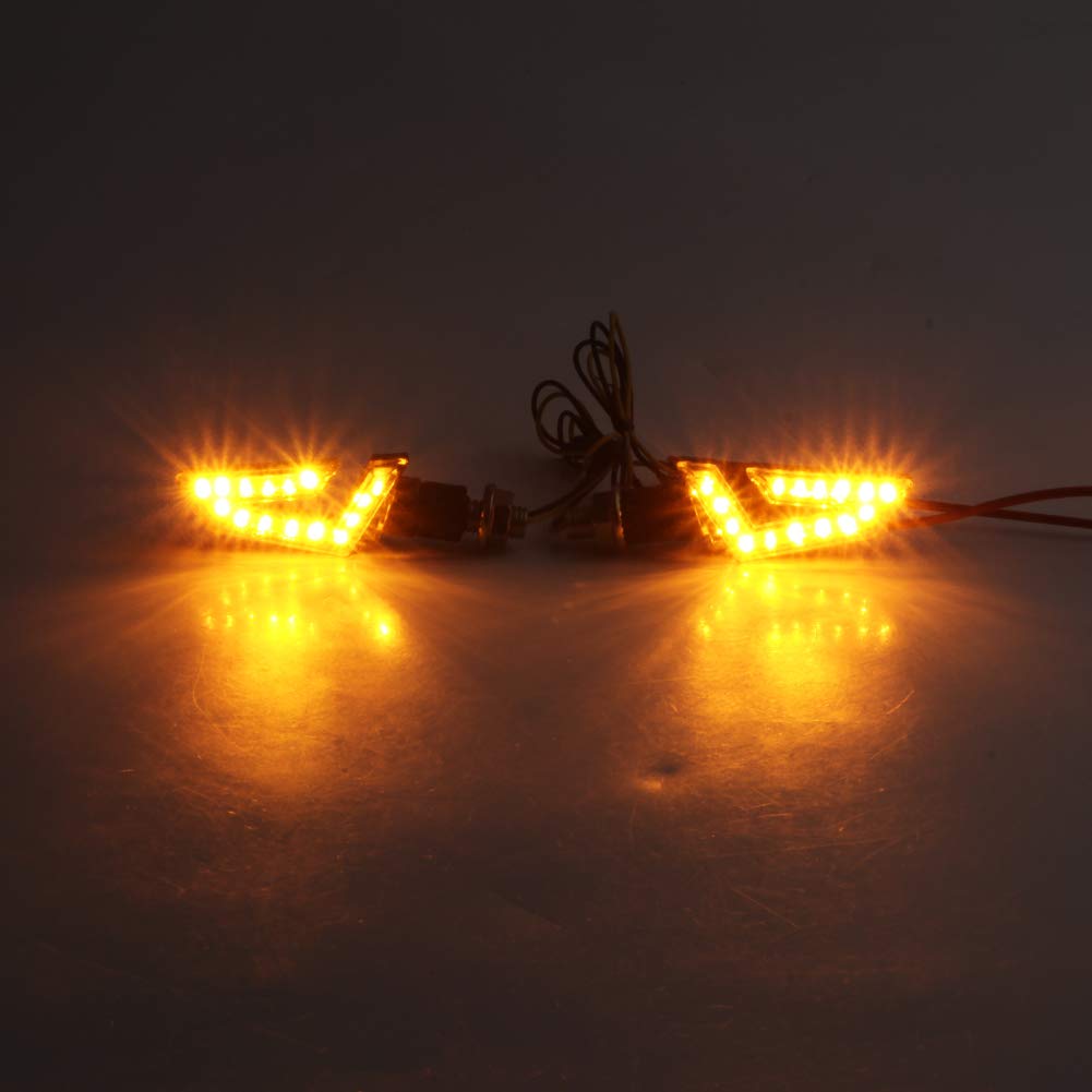 Cnfang4 LED Turn Signal Lights Running Brake Light Motorcycle Blinkers Lens for Most Motorcyles with 12V Battery