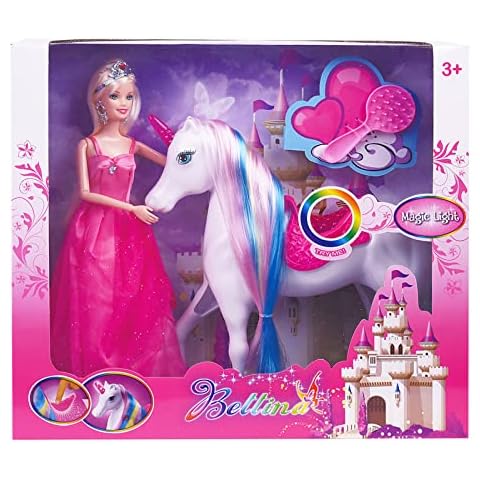 BETTINA Magic Light Unicorn & Princess Doll, Unicorn Toys for Girls 3+, Unicorn Gifts for Christmas Birthday for Kids Aged 3 4 5 6 7 8 Cover