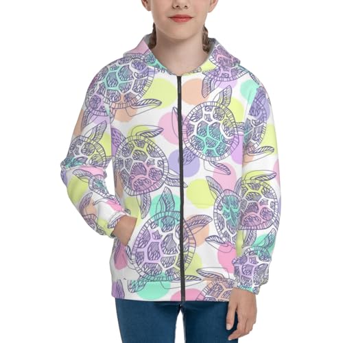 Sea Turtles Kids Pullover Hoodies Boys Zip Up Sweatshirts Girls Athletic Clothes with Pocket3