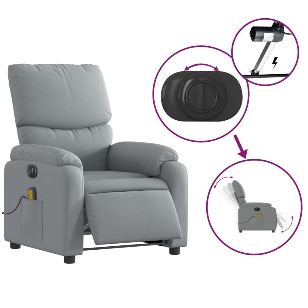 Sillón reclinable de Masaje eléctrico Tela Gris Claro, Sillón De Relax, Sillon Masaje Relax, Sillon Relax Electrico, Hogar Sillon Relax, Sillones Comodos, Sofa Tantra - 3204812