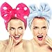 2 Pack Hairizone Makeup Headbands for Washing Face Shower Spa Mask, Soft and Cute Big Bow Hair Bands for Women and Girls (Light Blue/Roseo)