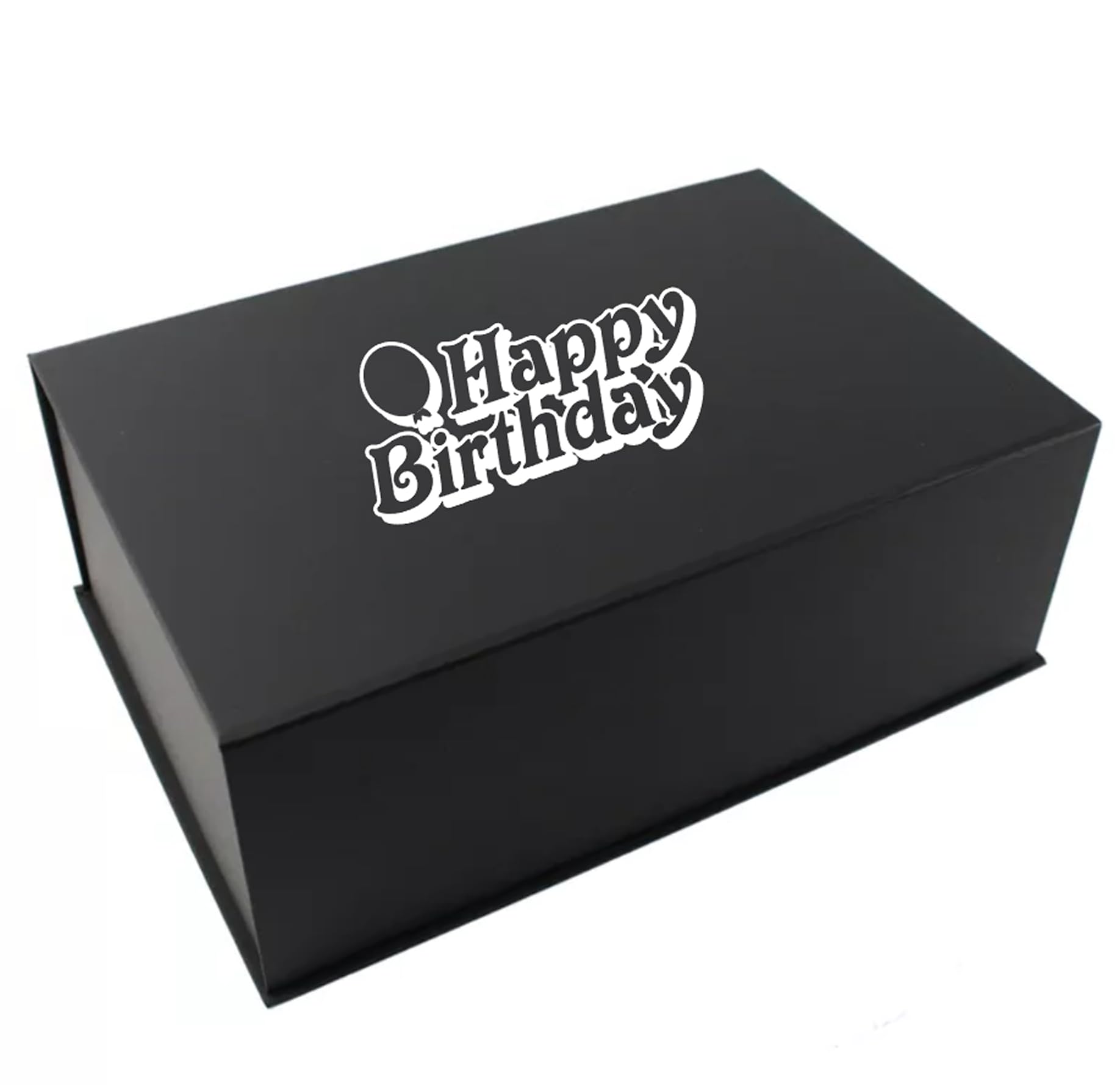 Extra Large Birthday Gift Box, 40 x 30 x 15cm, Black Magnetic Closing Box in 9 Designs, Keepsake Gift (Design 6, Extra Large Box)
