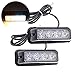 1 Pair Universal 4-LED Amber/White 16-Flashing Mode Car Truck Warning Caution Emergency Construction Strobe Light Bar by Amazinea