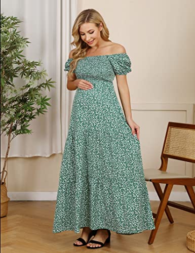 Image of Maternity Dress Women's Off Shoulder Split A Line Casual Maxi Dress Photography Dress for Babyshower