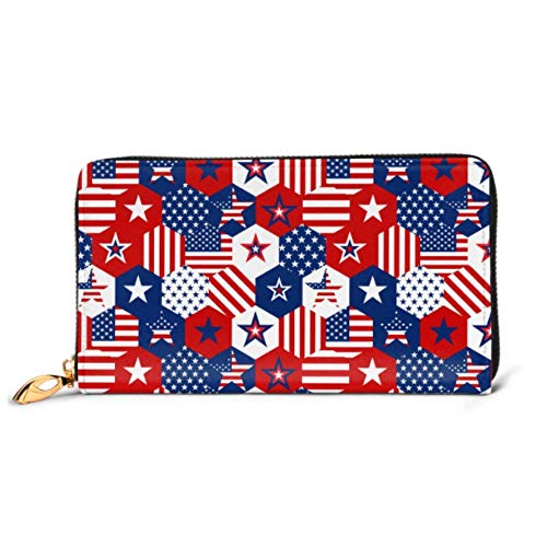 Preisvergleich Produktbild JHGFG Mode Handtasche Reißverschluss Brieftasche Muster American Stars Muster USA Telefon Kupplung Geldbörse Abendkupplung Blocking Leder Brieftasche Multi Card Organizer