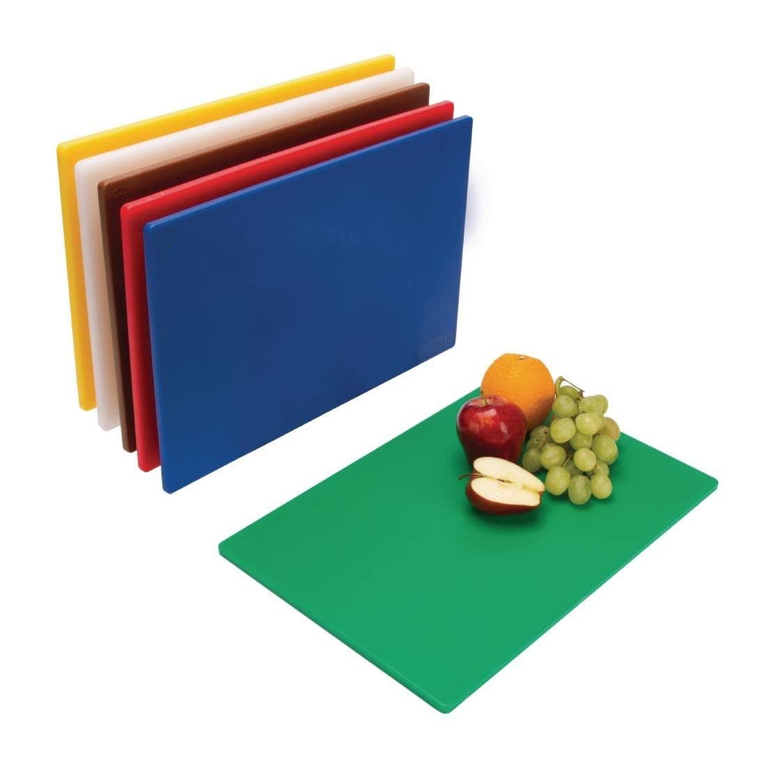 Hygiplas Ensemble de planches à découper LDPE basse densité (lot de 6), taille de planche à code couleur : 455(L) x 305(L) x 10(H)mm, ensemble de planches à découper de cuisine hygiénique, W356