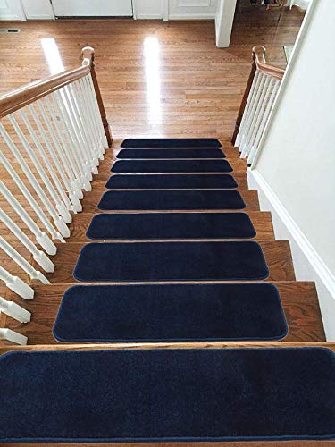 emmahome Carpet Stair Treads NON-SLIP MACHINE WASHABLE Mats/Rugs, 22x67cm, 11mm Thickness (Navy, 13) — image 1