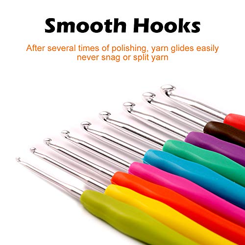 60 Pcs Crochet Hooks Set with Case, Yarn Knitting kit Crochet Needles Accessories, Ergonomic Handle Crochet Hooks Needles for Arthritic Hands, DIY Hand Knitting Art Tools for Beginners - Thumbnail 4