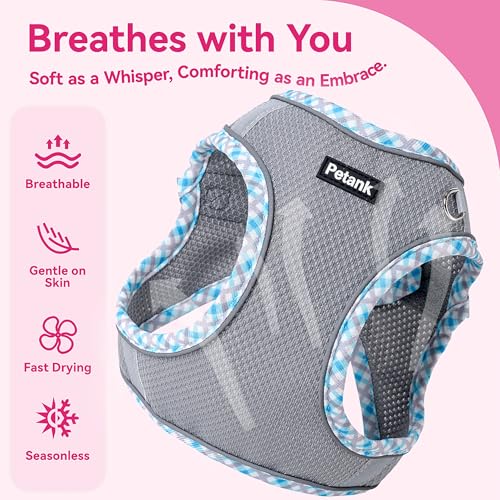 Image of Petank Dog Harness for Small Medium Dogs No Pull, Puppy Harness and Leash Set for Walking, Running, Training, Small Dog Harness, Medium Dog Harness (Grey, L)