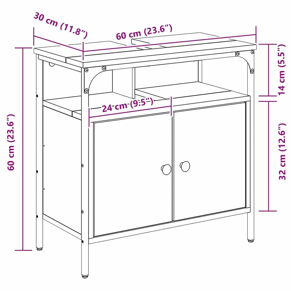 Mueble de baño con puerta beige 60 x 30 x 60 cm, material de madera, espacio de almacenamiento para lavabo, armario de baño con estante, cómoda para invitados, organizador para lavabo y cuarto