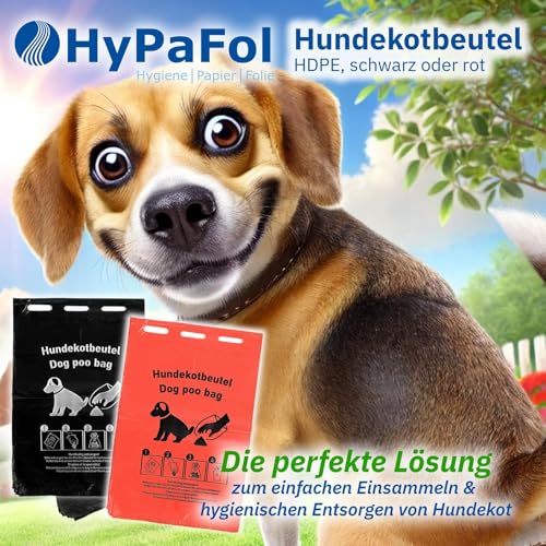 Hypafol Hundekotbeutel 1000 Stück à 20 x 50 St. I 20x 31 cm I Hundetüten aus robustem HDPE I Hygienisch, extra stark & reißfest I Mit Einhängeösen für Spender I Umweltfreundlich & nachhaltig