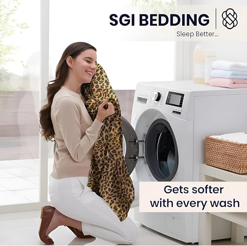 Image of SGI bedding 600 Thread Count 100% Egyptian Cotton California King Sheet Set Leopard Print - Luxury 4-Piece Soft Bed Sheets, Hotel-Quality Bedding, 16 inch Deep Fitted, Cooling, Durable & Non-Pilling