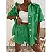 Generic All Items Womens Linen 2 Piece Outfits Button down Lapel Shorts Set Loose Casual Summer Beach Vacation Lounge Sets with Pockets Trajes De 2 Piezas, Large, A01_green